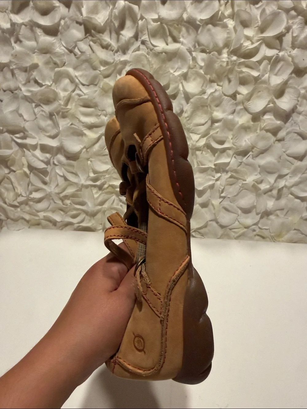 Born Tan Leather Triple-Strap Mary Jane Flats - Picture 4 of 5
